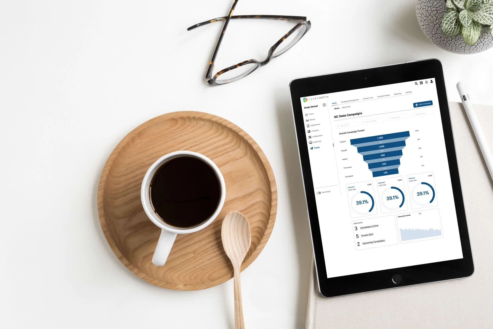 Engage welcome screen with onboarding flow for new Study Abroad advisors