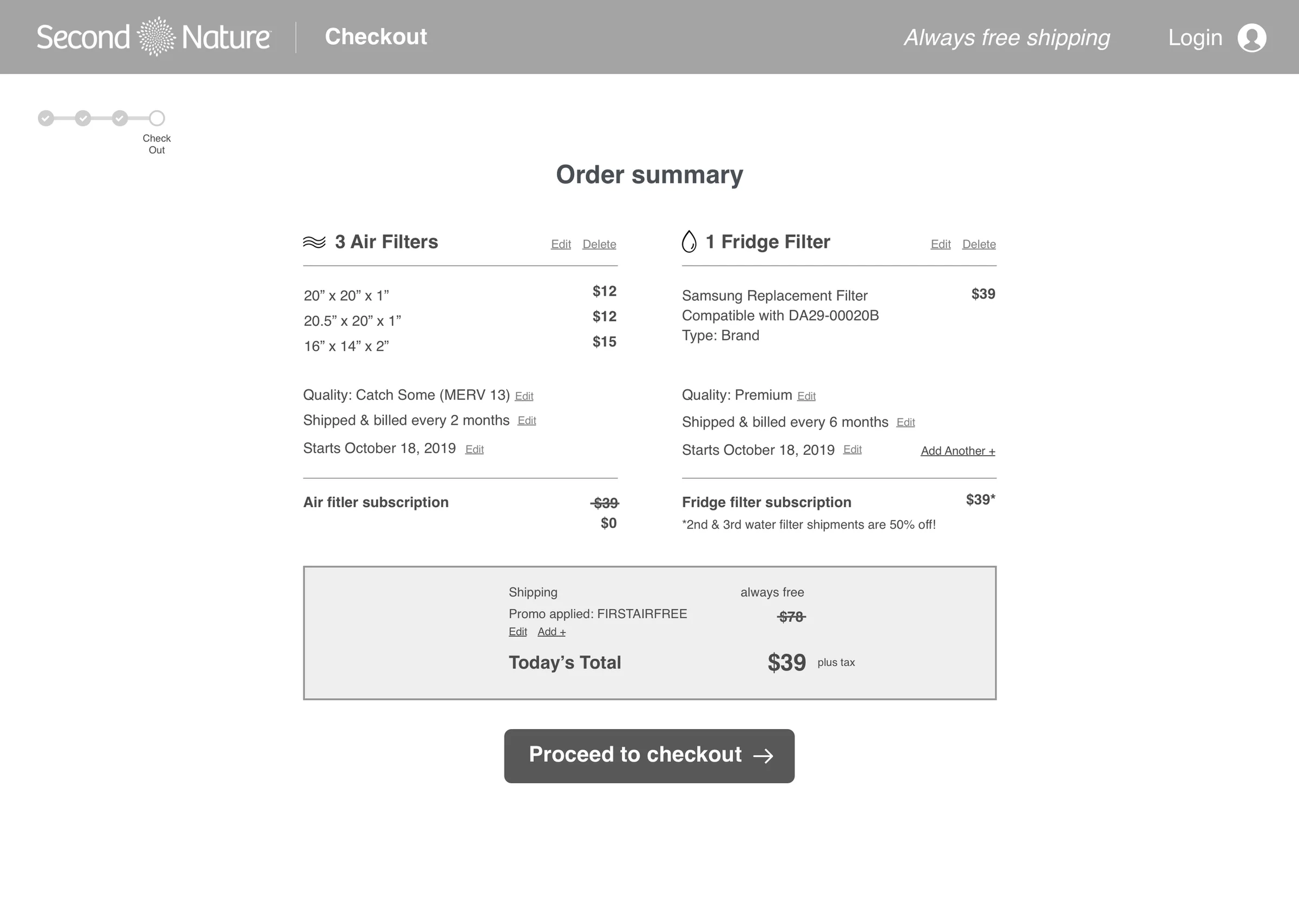 Checkout summary page, redesigned for clarity and trust